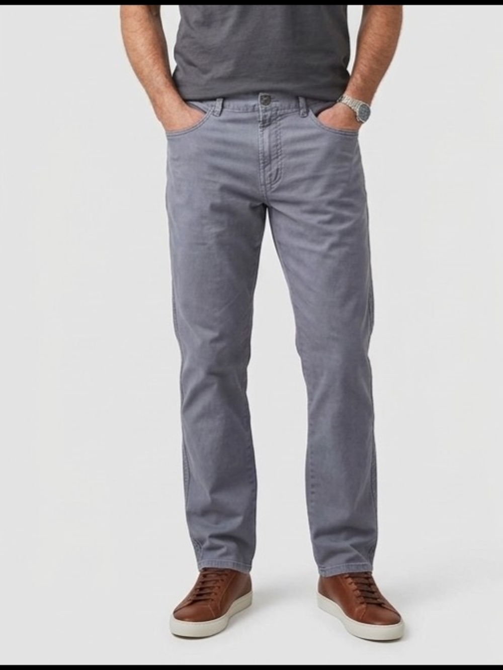 Faherty Brand Del Mar Cotton Linen Blend 5-Pocket Pants Blue Gray Size 34x31